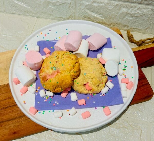 Rainbows and clouds stacked cookie display